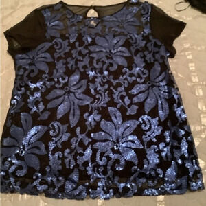 INC~BLUE BLOUSE~DRESSY~LG~ NWOT